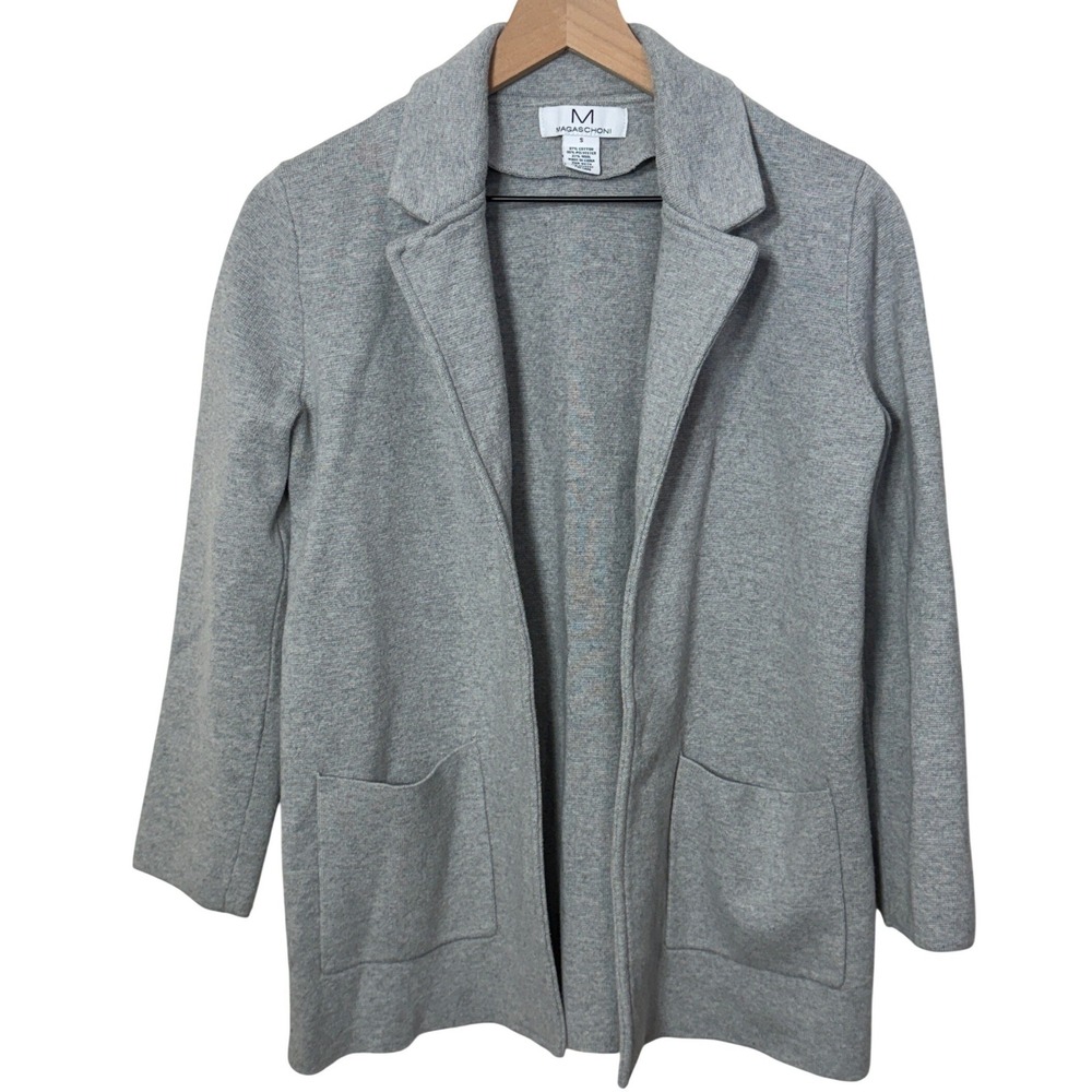 MAGASCHONI Wool Blend Gray Knit Sweater Blazer‎ Jacket Sz S Casual Career Office